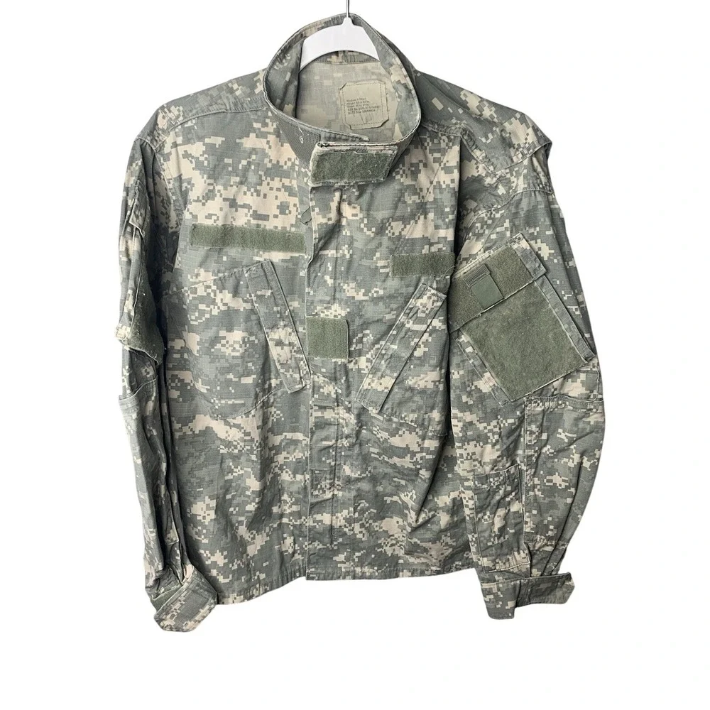 Military ACU Digital‎ Camo Combat Uniform Jacket Tactical Army Coat Med X Short